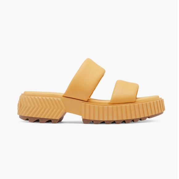 Sorel Ona Streetworks Platform Slide Sandal Sz 9.5 Yellow Leather Cushioned New - Picture 3 of 11